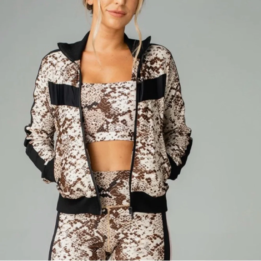 Buddy Love Track Jacket‎ Snakeskin Print Brown Tan Exc Athleisure Streetwear Sm